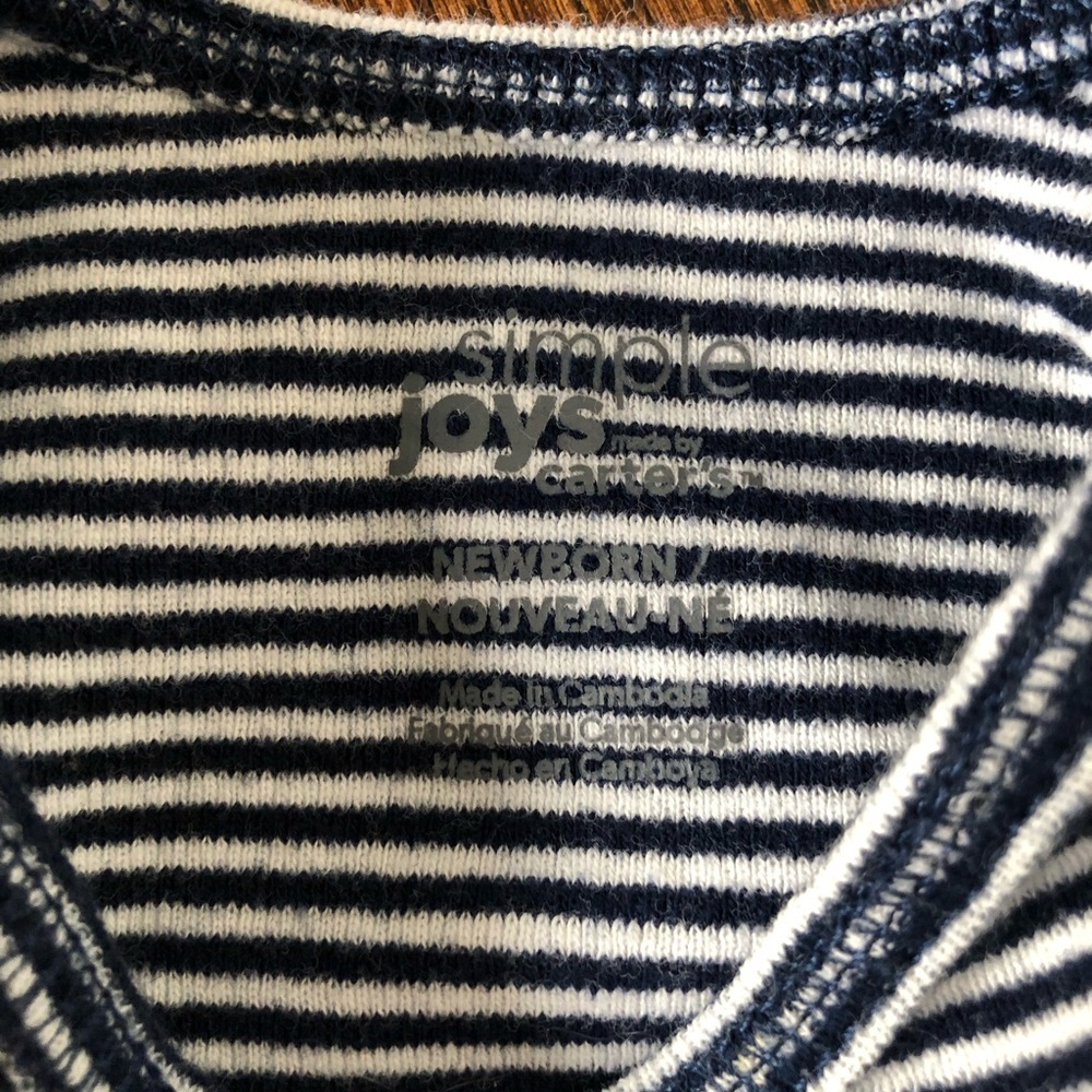 Bundle x2: Carter’s NB Black/Navy Blue/White Striped Long-Sleeve One-Pieces - Picture 6 of 9